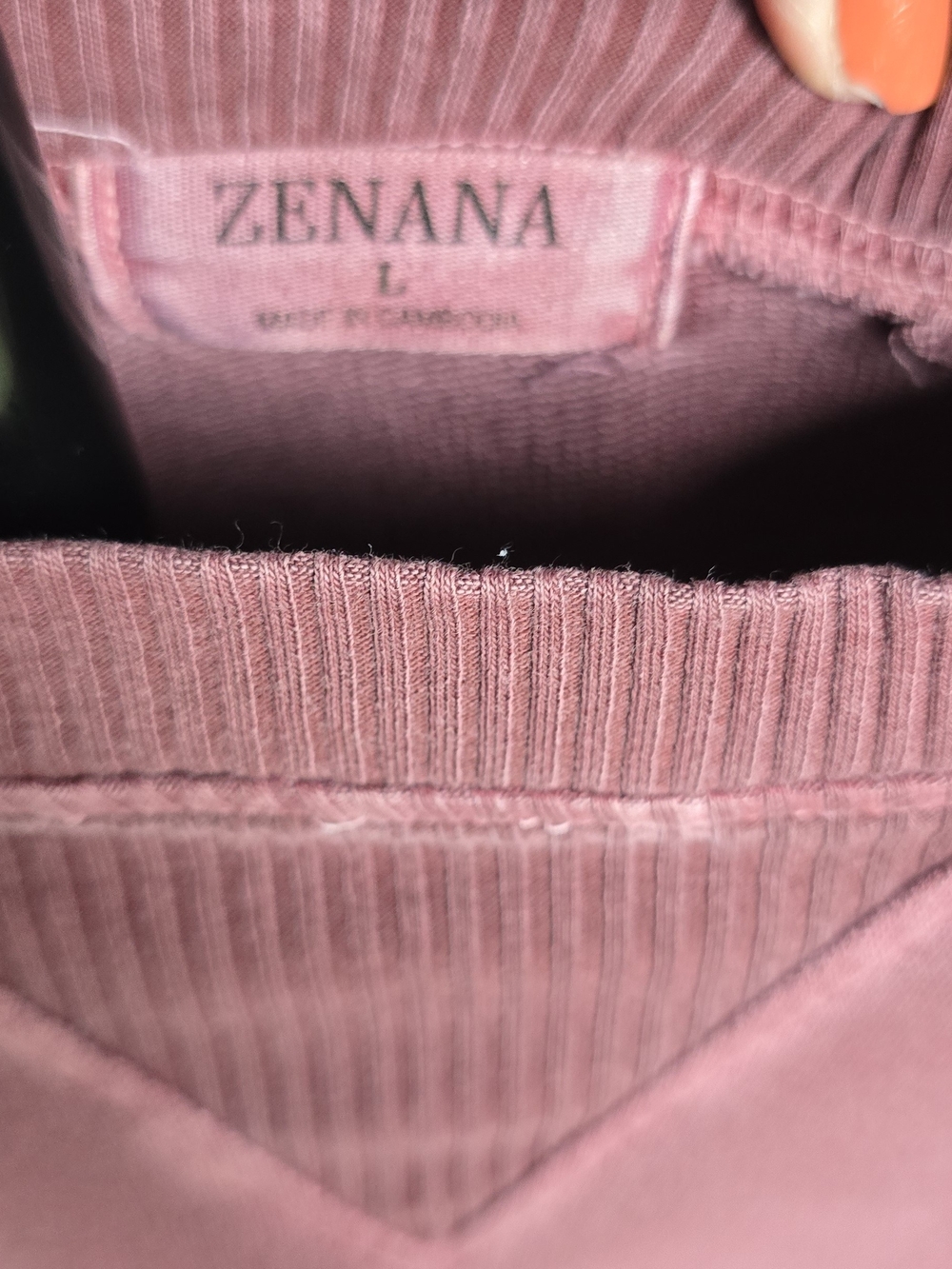 Zenana Pigment Dyed French Terry Pullover Top with Pockets – Cabernet Pink L - Picture 4 of 7